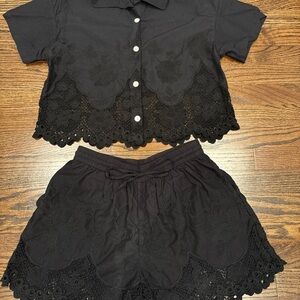 Vitamin A Black Embroidered Swim Coverup Set